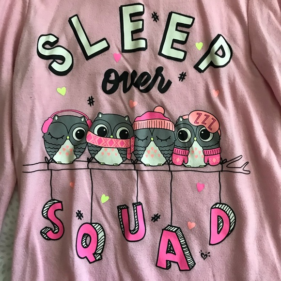 JUSTICE 2 PC TOP /& PANTS PAJAMA SET HOLIDAY DOG SLEEPY OWLS GIRLS SZ 18 20 PLUS